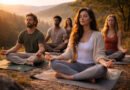 Sesión de meditación en grupo al amanecer, imagen relacionada con el desarrollo personal y el autocuidado
